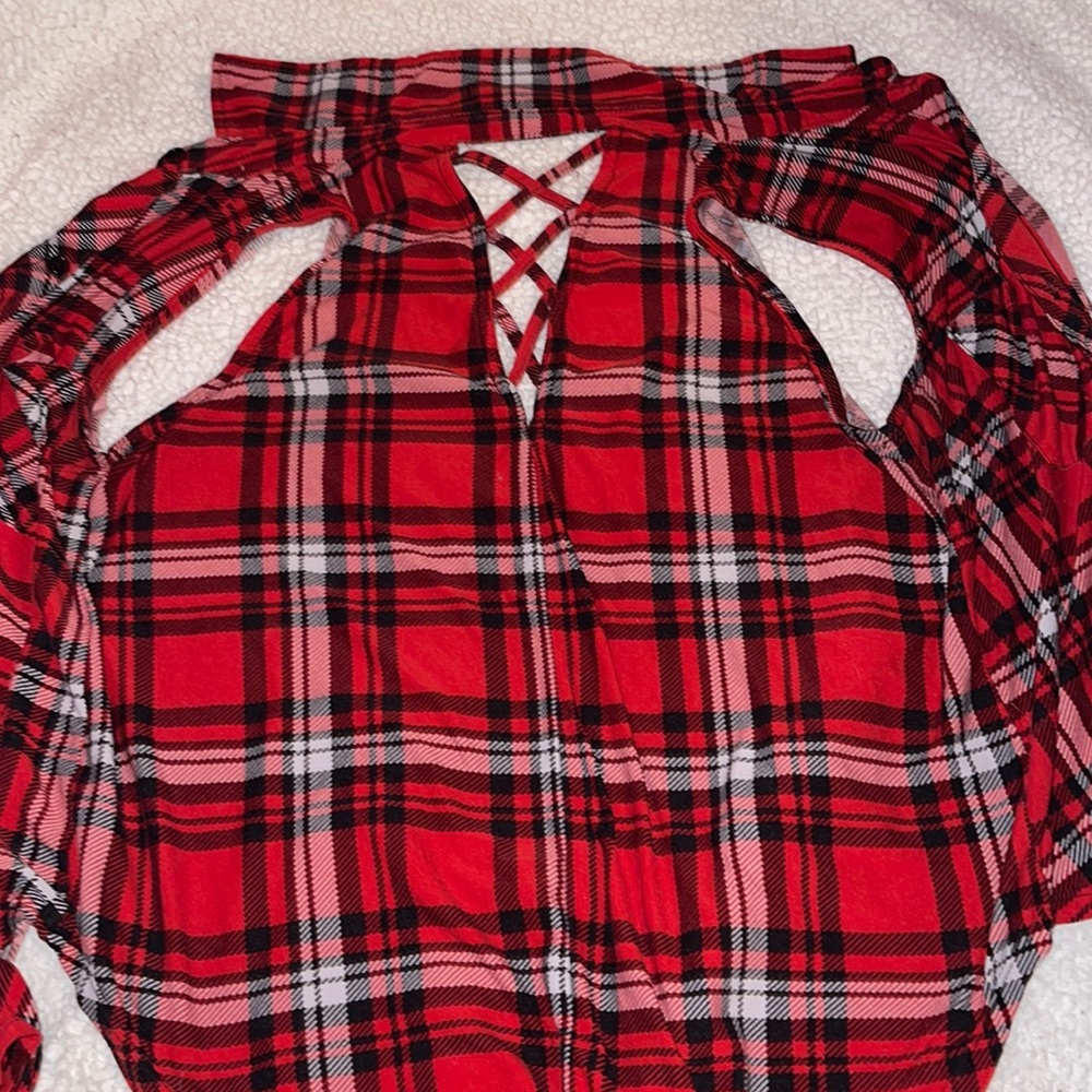 Flannel styled sleeveless shirt Small